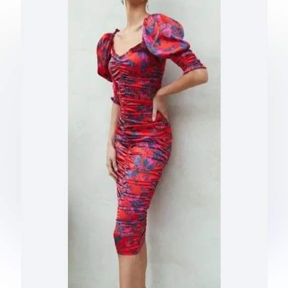 For Love And Lemons Dresses & Skirts - Women’s For Love & Lemons Monet floral red/pink midi dress Size XS